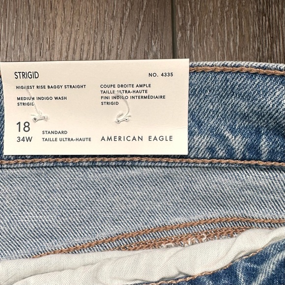American Eagle High Rose Baggy Jeans 18 34w - Picture 4 of 5
